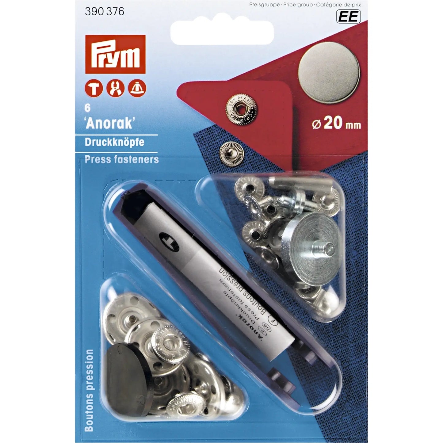 Prym Naaivrije Drukknoop anorak 20mm Zilver