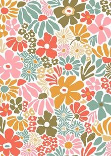 Gecoate katoen Bloemen wit