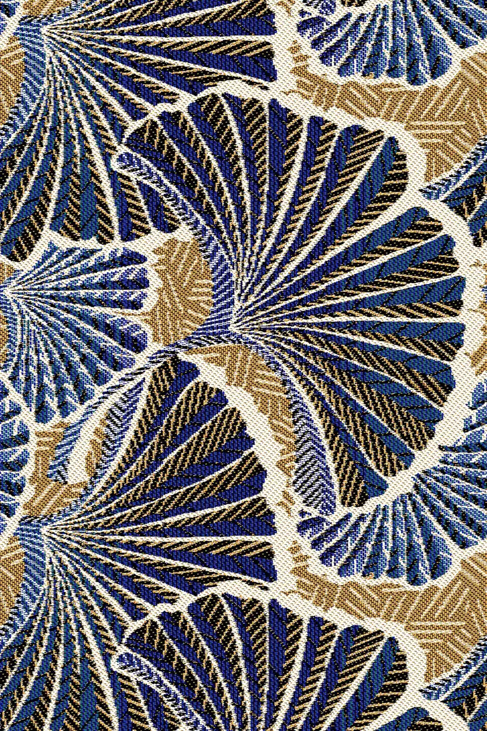 Jacquardstof gingko Bleu