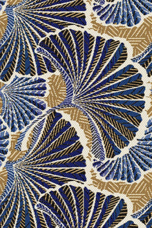Jacquardstof gingko Bleu