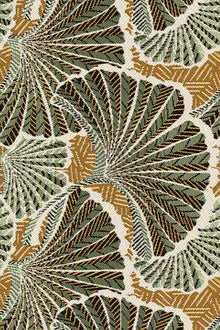 Jacquardstof gingko Kaki