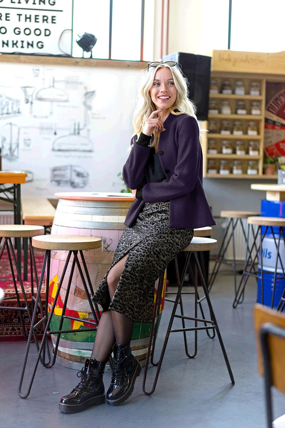 100% Wol gekookt Paars