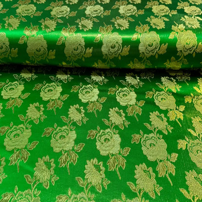 Brocade fabric Flowers fuchsia