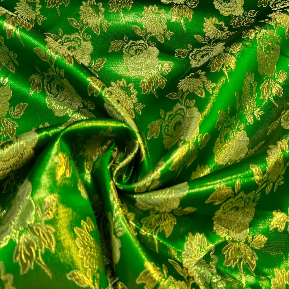 Brocade fabric Flowers fuchsia