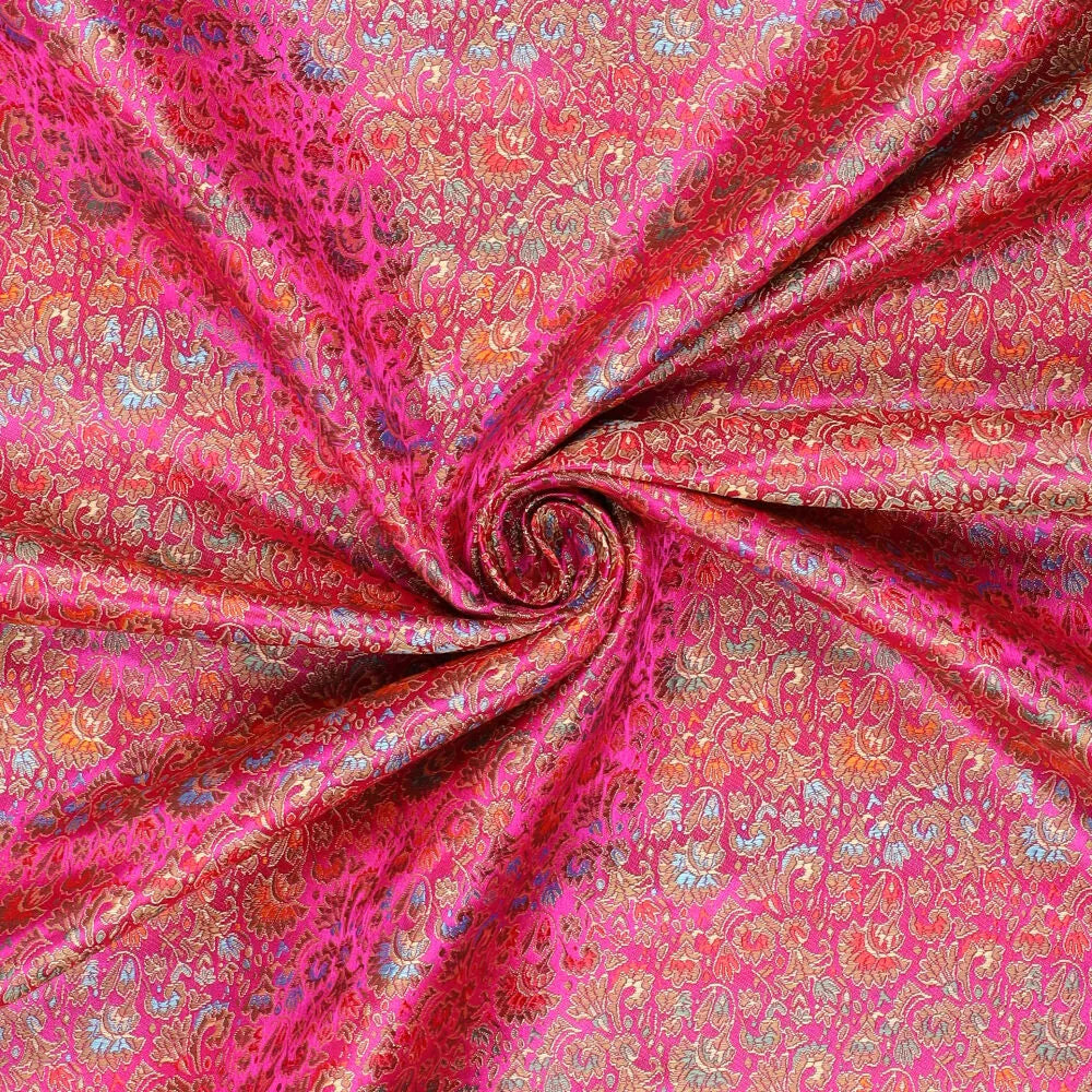 Brokaat stof Bloemen fuchsia