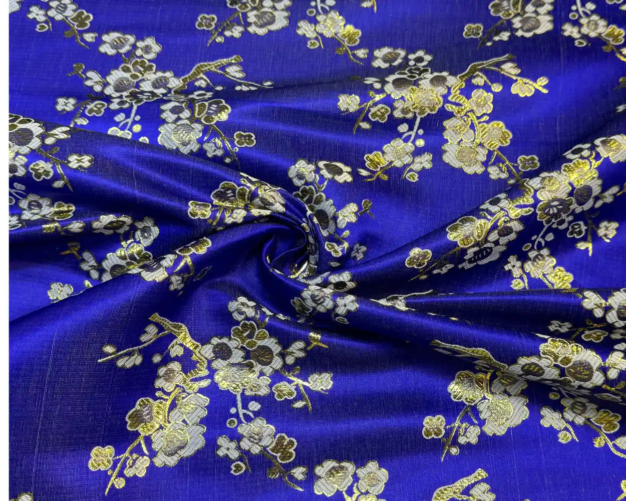 Brokaat stof Cynthia kobalt