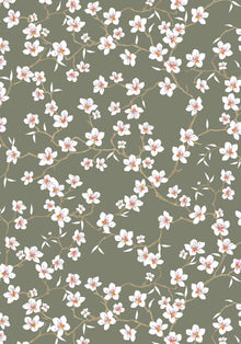 Gecoate katoen Bloemen khaki