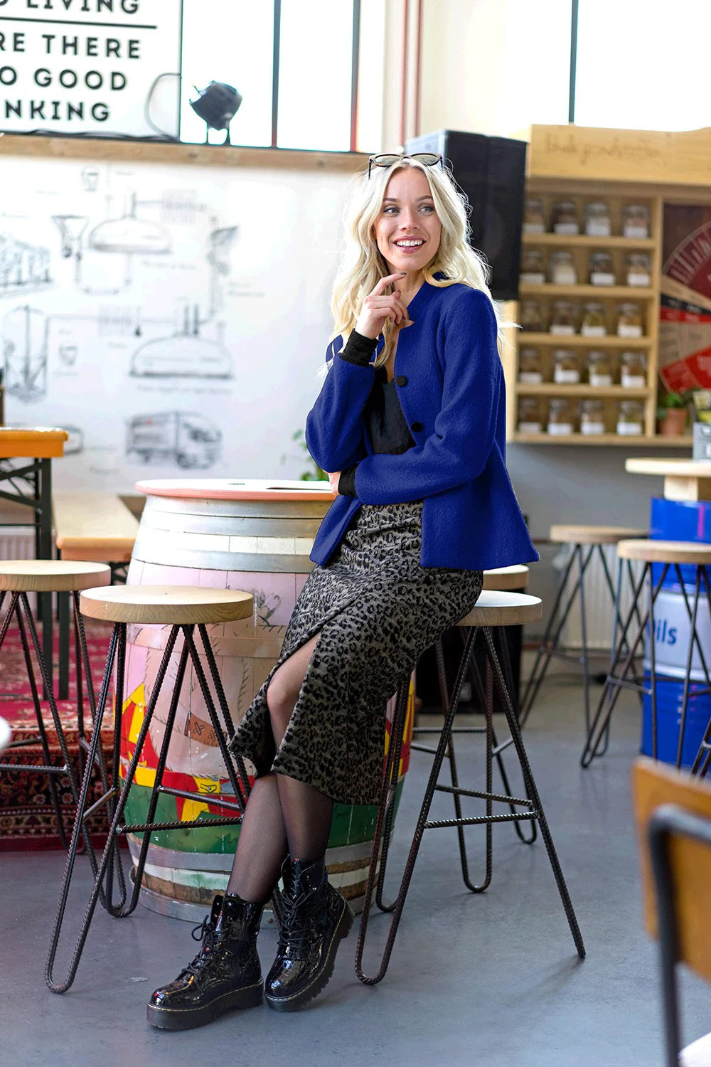 100% Wol gekookt Kobalt