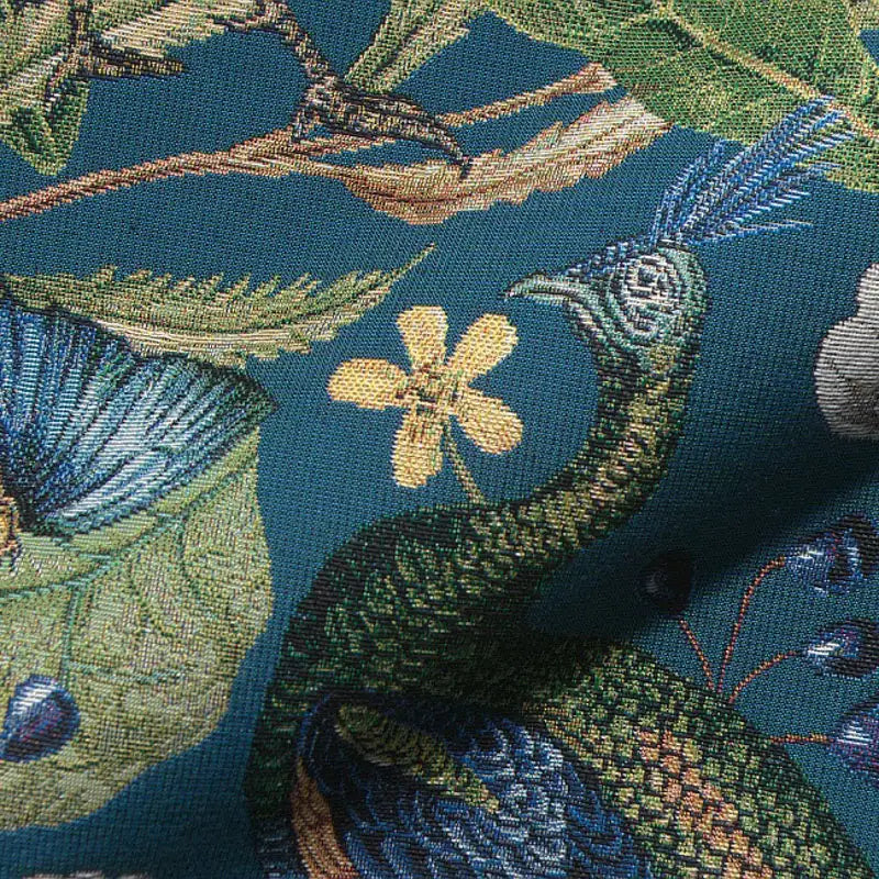 Gobelin stof Deluxe pauw Blauw