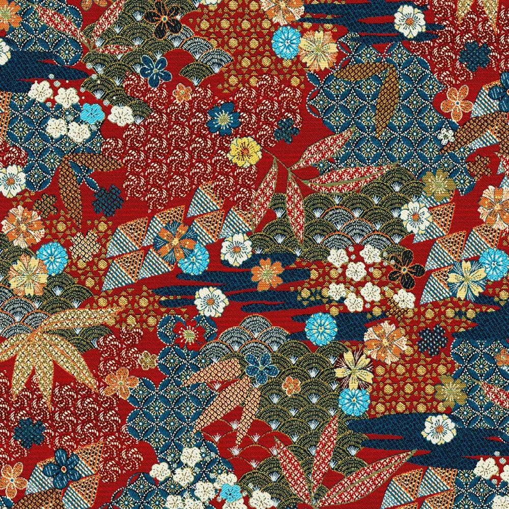 Jacquardstof Suzuki rouge