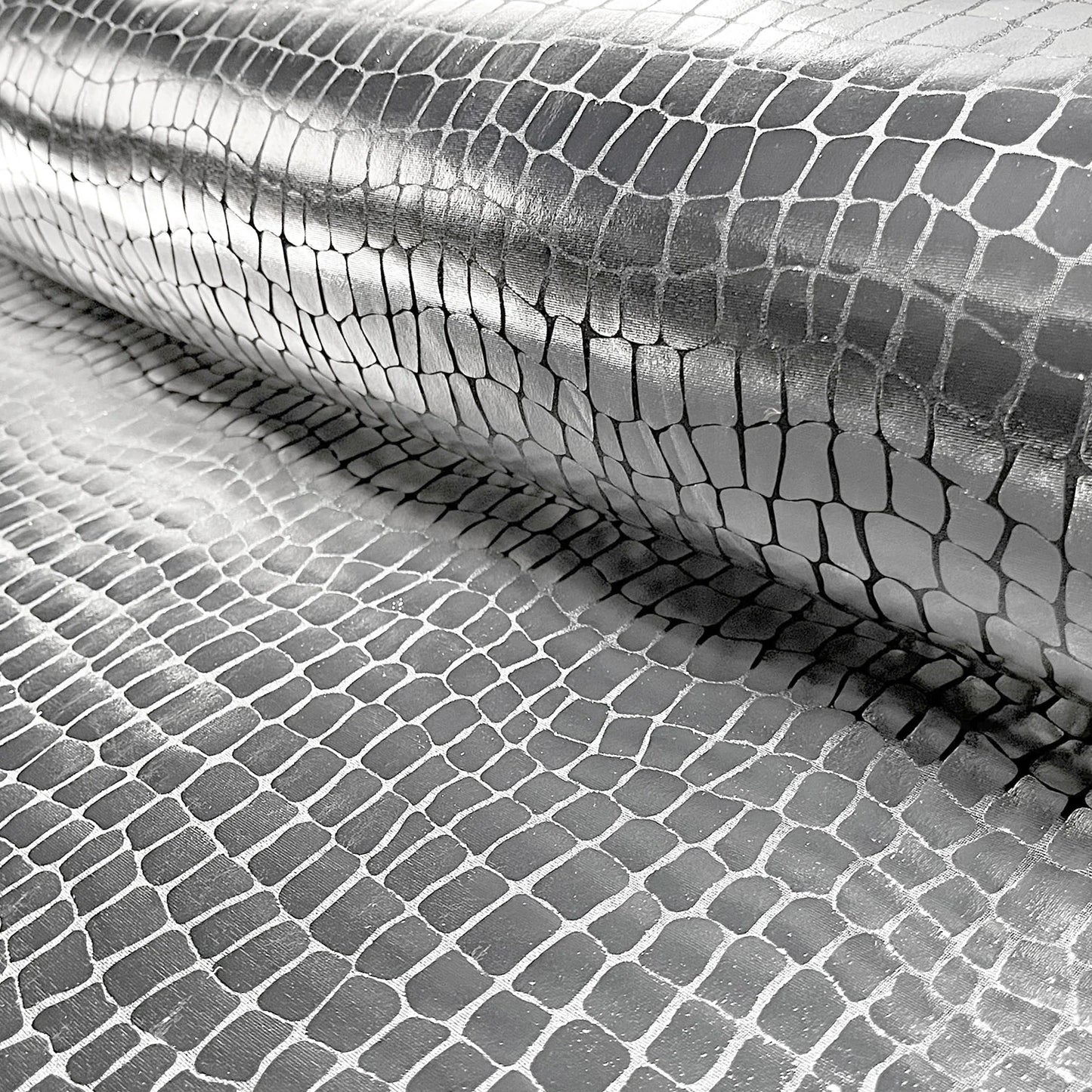 Lamé foliedruk Krokodil zilver