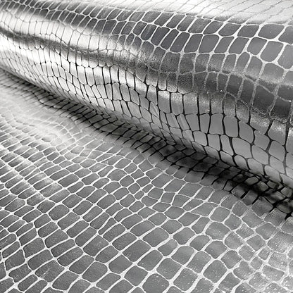 Lamé foliedruk Krokodil zilver