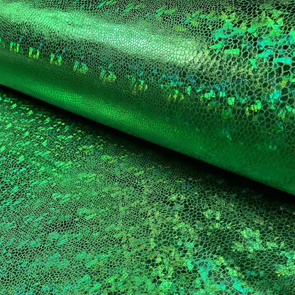 Lamé stof Foliedruk slangen Groen