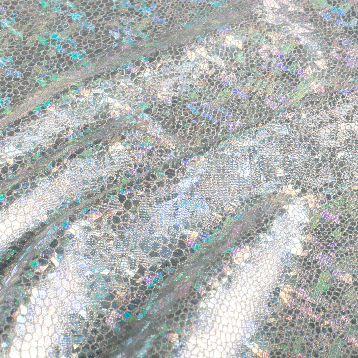 Lamé stof Foliedruk slangen Zilver