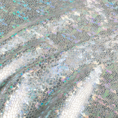 Lamé stof Foliedruk slangen Zilver