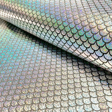 Lamé stof Foliedruk zeemeermin Zilver