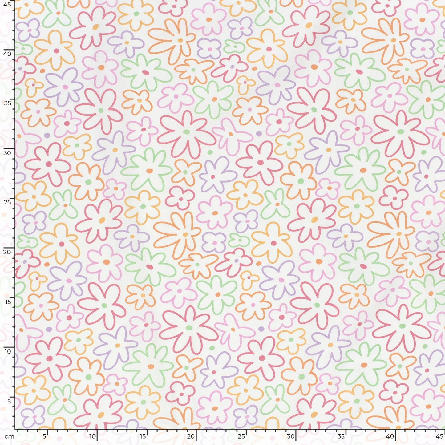 100% Katoen poplin Bloemen ecru