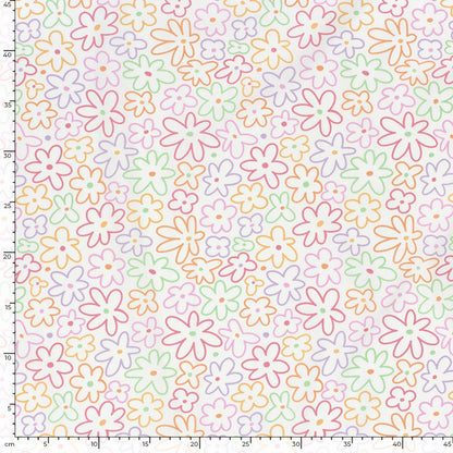 100% Katoen poplin Bloemen ecru