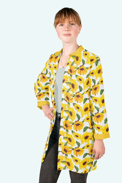 100% Katoen poplin Zonnebloem wit