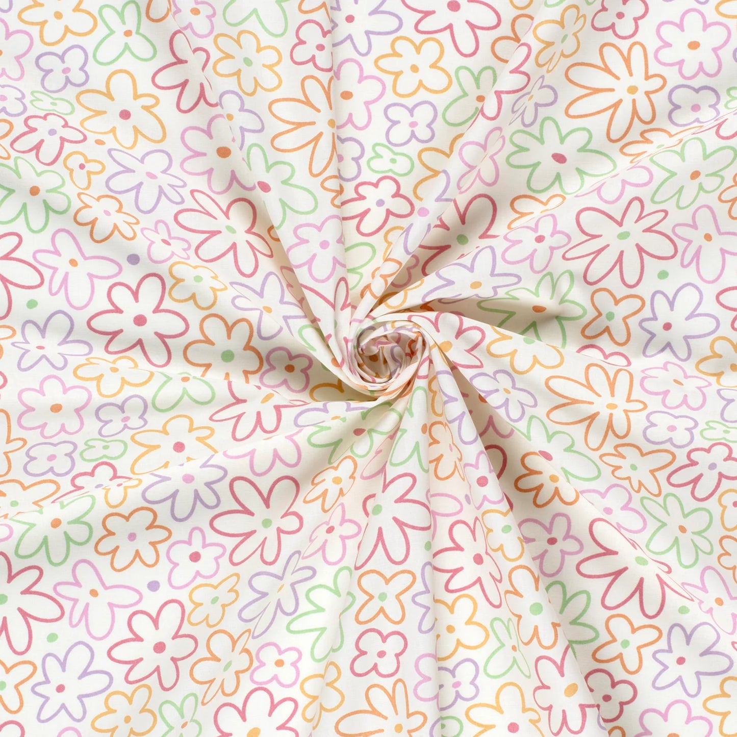 100% Katoen poplin Bloemen ecru