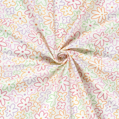 100% Katoen poplin Bloemen ecru