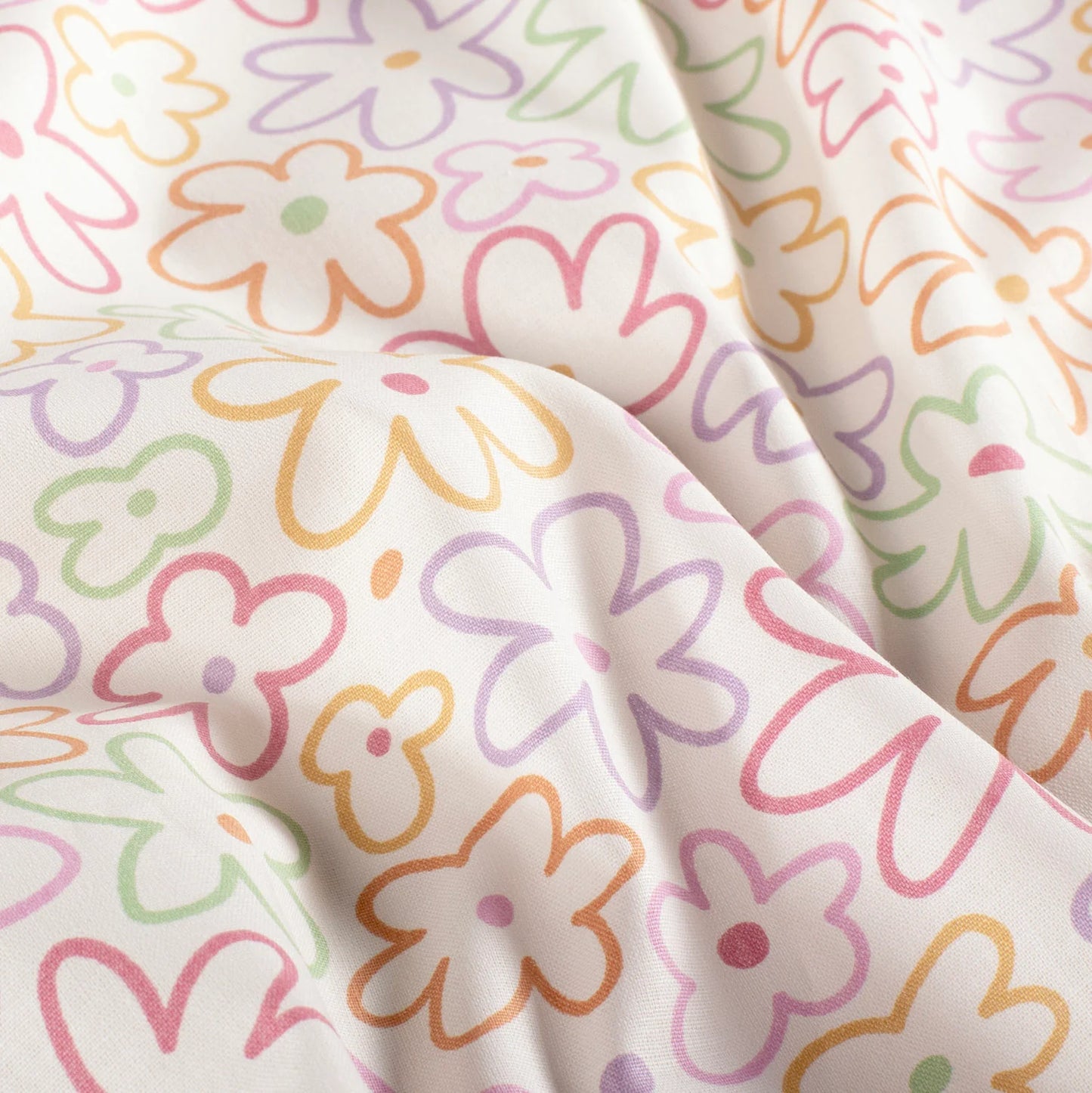 100% Katoen poplin Bloemen ecru