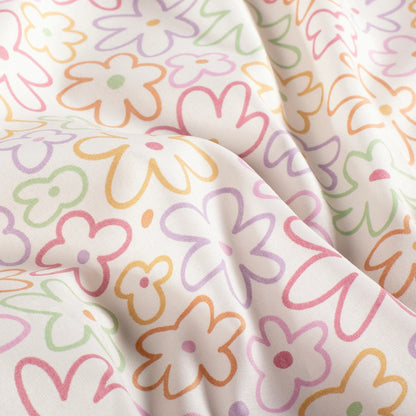 100% Katoen poplin Bloemen ecru