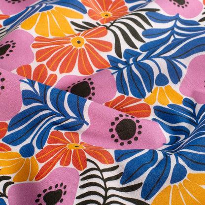 100% Katoen poplin Bloemen kobalt