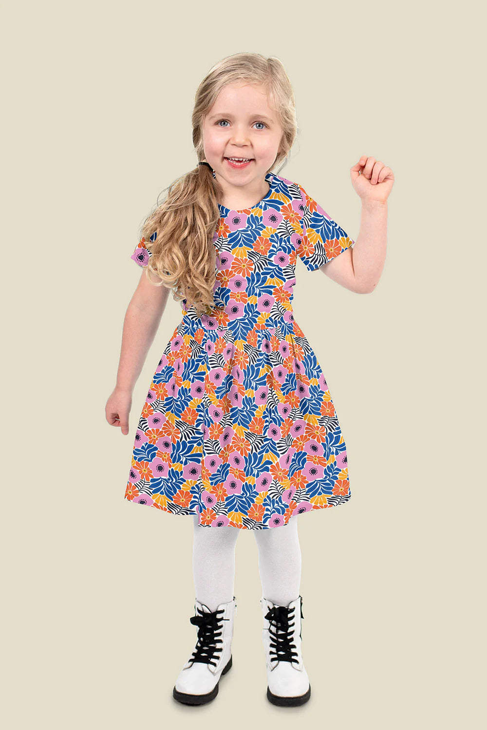 100% Katoen poplin Bloemen kobalt