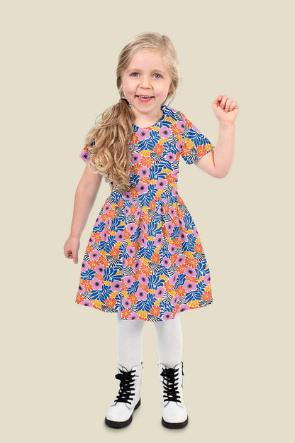 100% Katoen poplin Bloemen kobalt