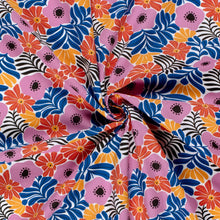 100% Katoen poplin Bloemen kobalt