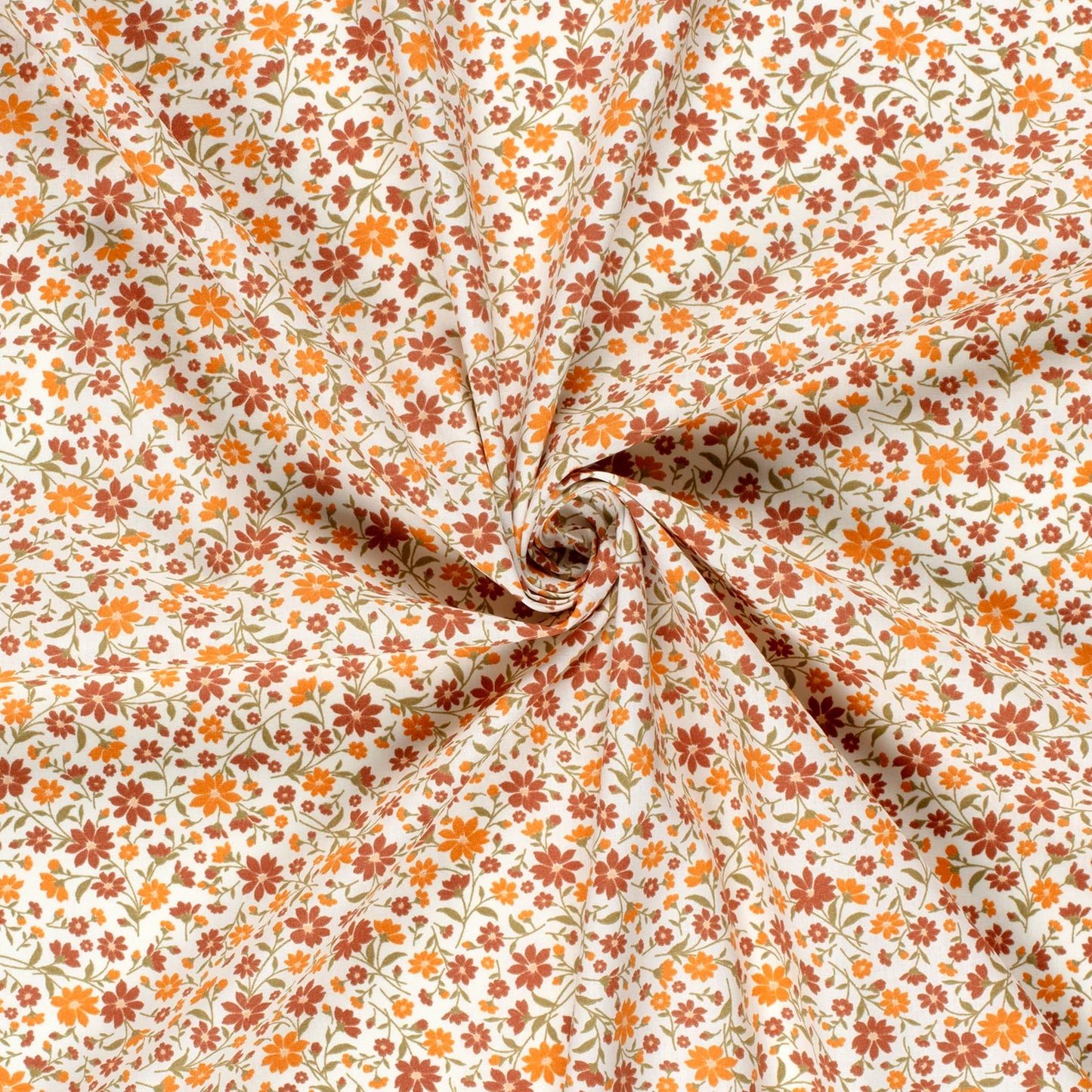 100% Katoen poplin Bloem herfst ecru