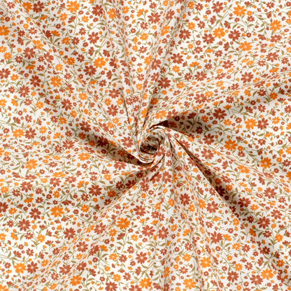 100% Katoen poplin Bloem herfst ecru