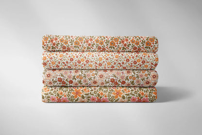 100% Katoen poplin Bloem herfst ecru