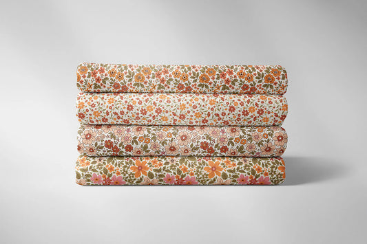 100% Katoen poplin Bloem herfst ecru