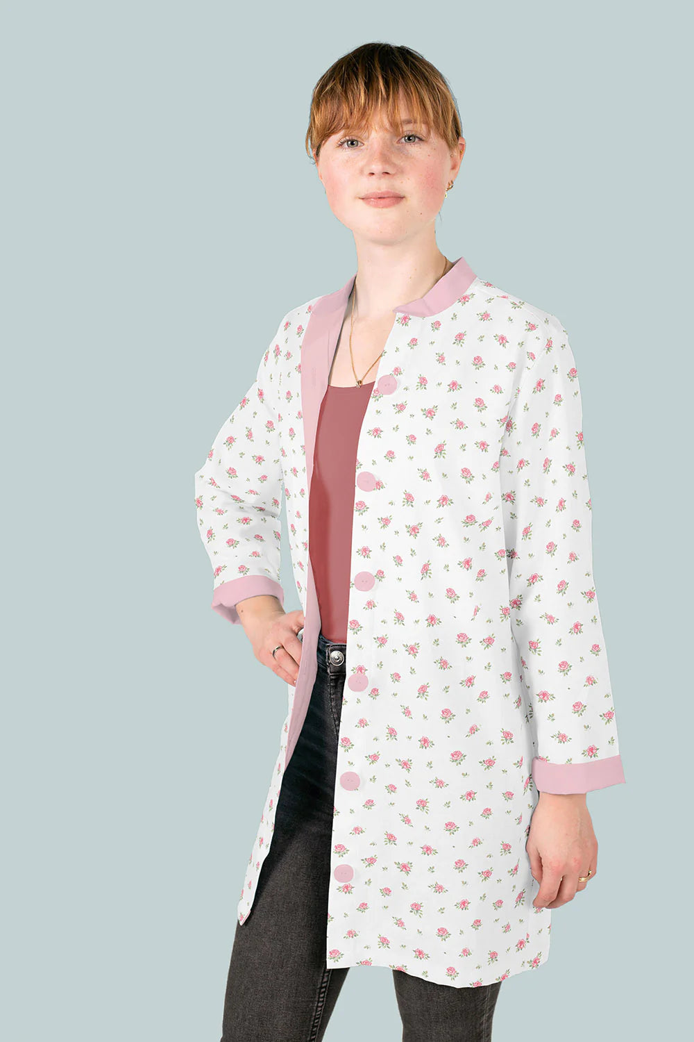 100% Katoen poplin Bloemen roze