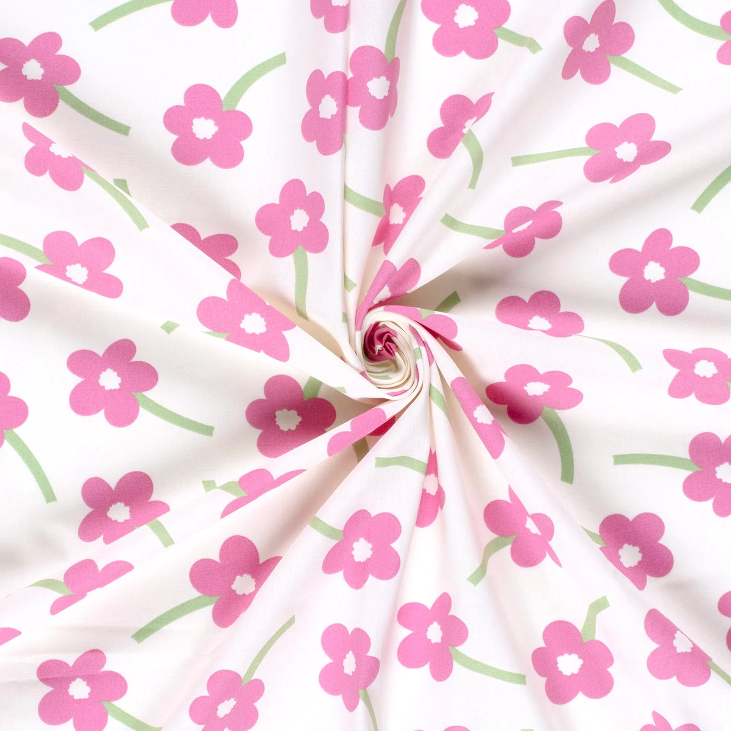 100% Katoen poplin Bloemen ecru
