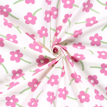 100% Katoen poplin Bloemen ecru