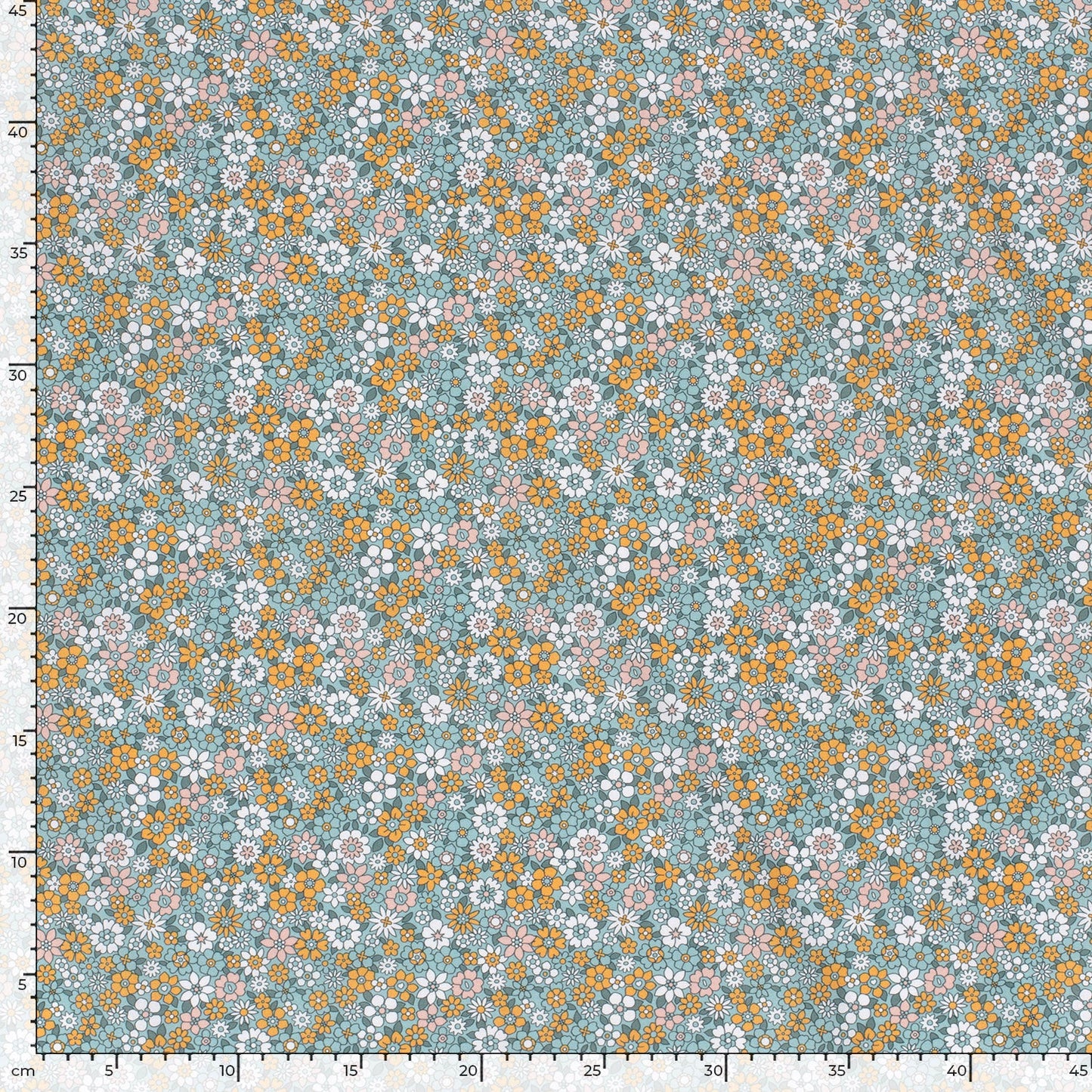 100% Katoen poplin Bloemen petrol