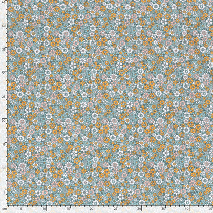 100% Katoen poplin Bloemen petrol