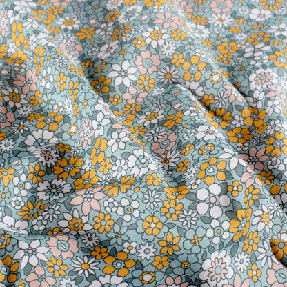 100% Katoen poplin Bloemen petrol