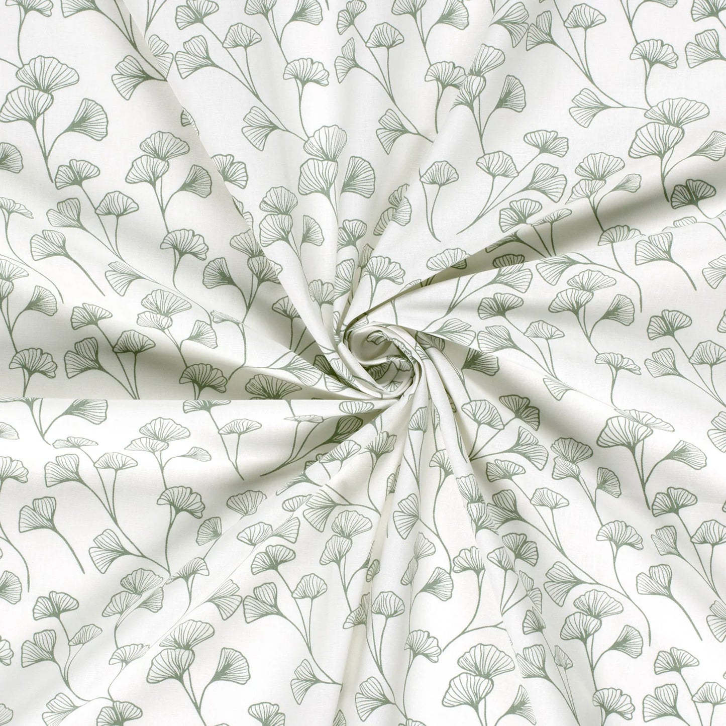 100% Katoen poplin Gingko wit