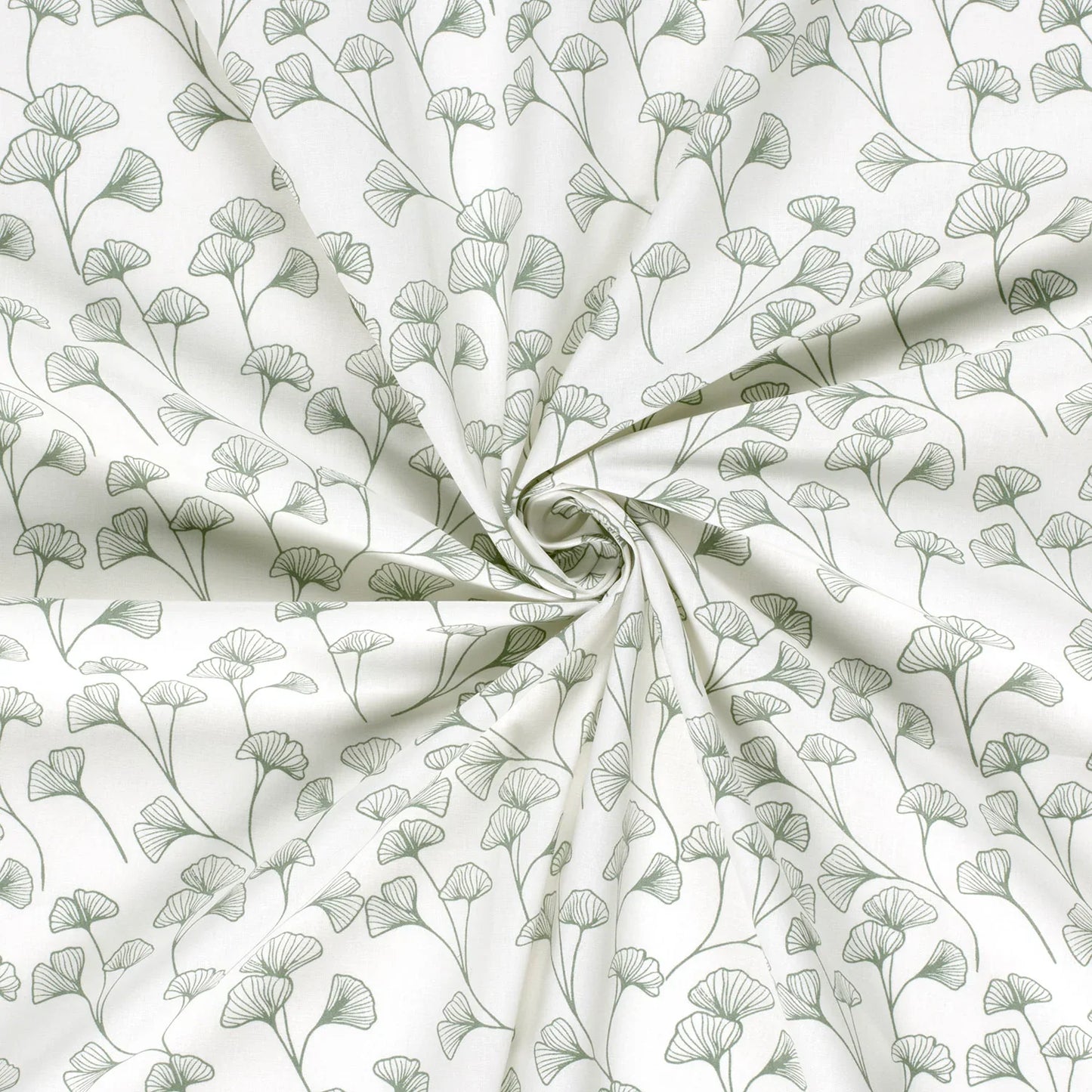 100% Katoen poplin Gingko wit