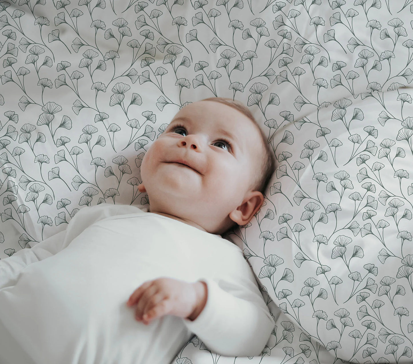 100% Katoen poplin Gingko wit