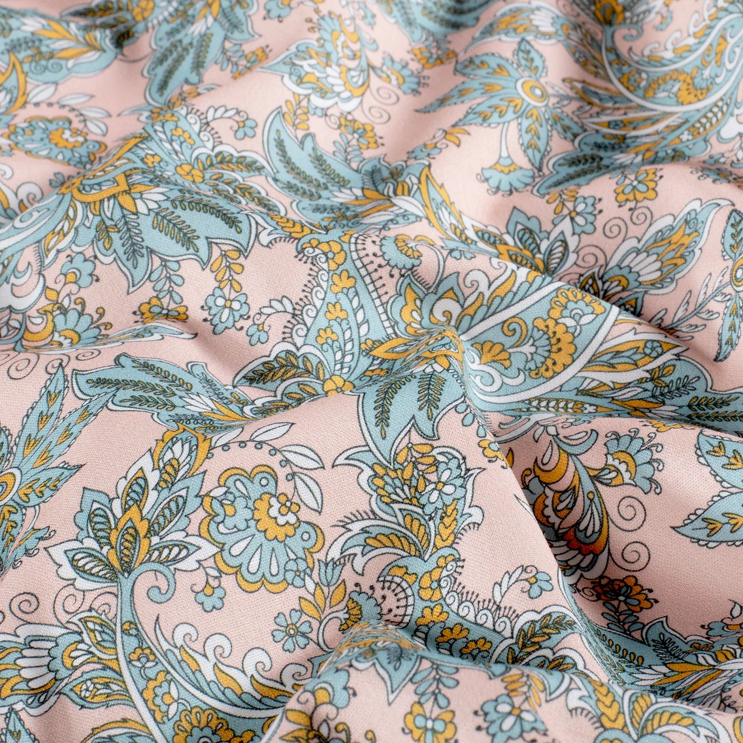 100% Katoen poplin Paisley roze