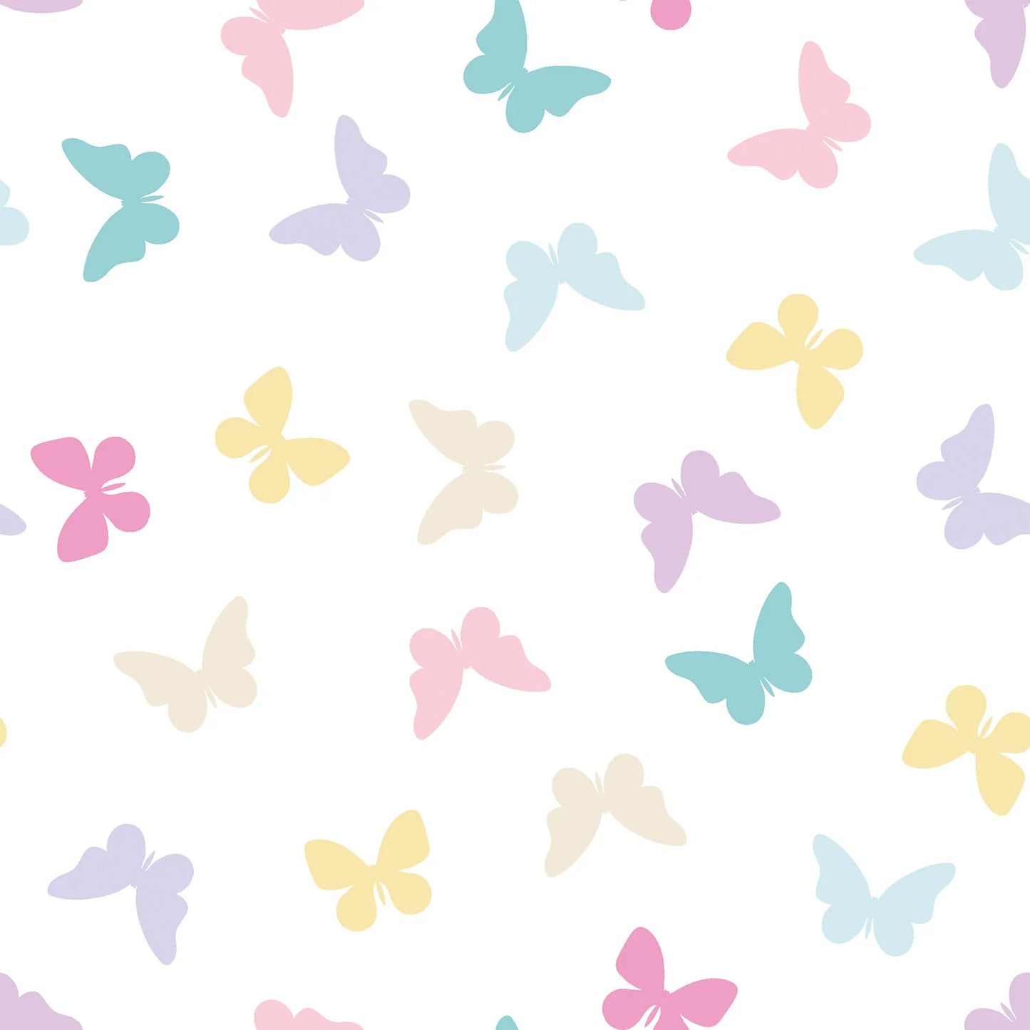 100% Katoen poplin Vlinders wit