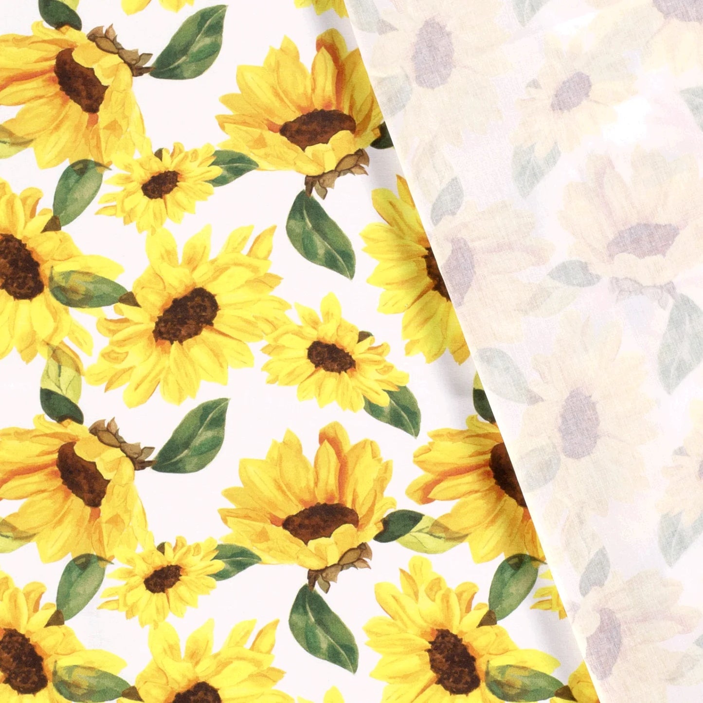 100% Katoen poplin Zonnebloem wit