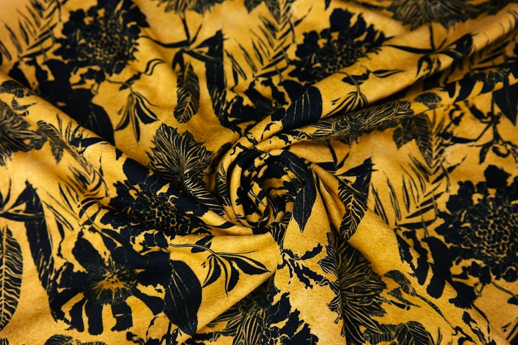 Stenzo tricot digitaal Bloemen oker