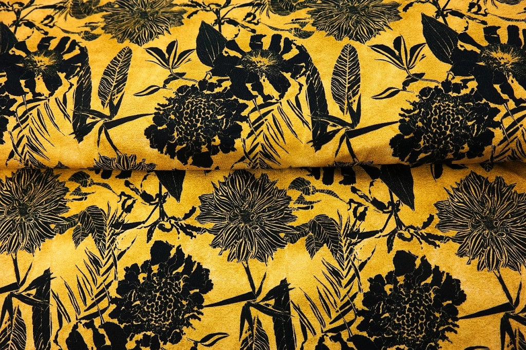 Stenzo tricot digitaal Bloemen oker