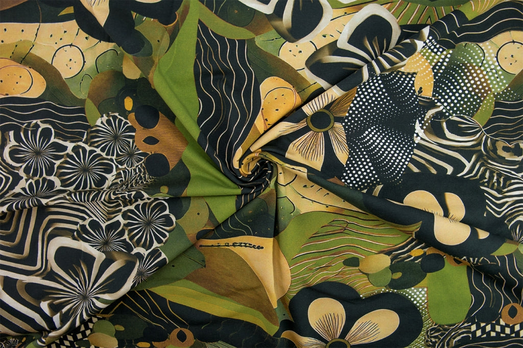 Stenzo tricot digitaal Florals groen